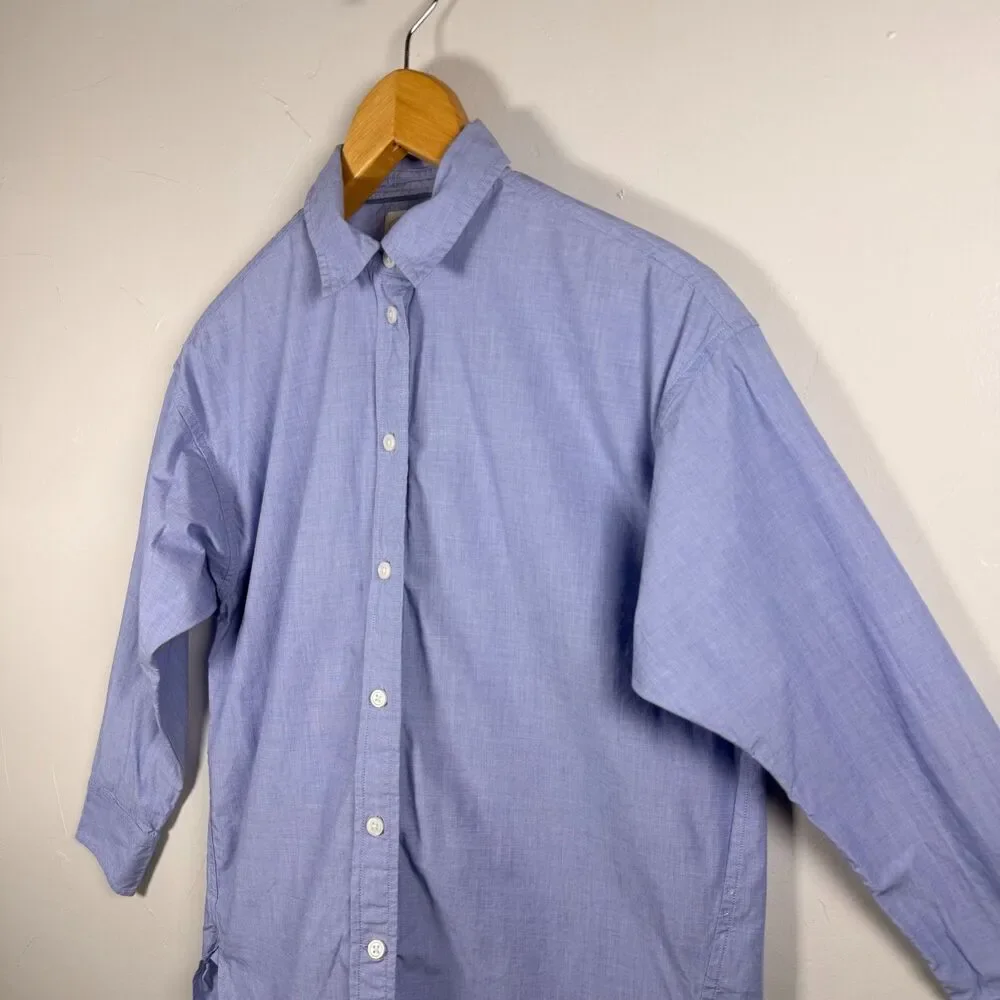 J. Crew Relaxed Fit Blue Long Sleeve Cotton Shirt Size 0P Classic Preppy AY968
